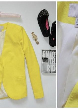 Яркий желтый неоновый пиджак жакет h&m