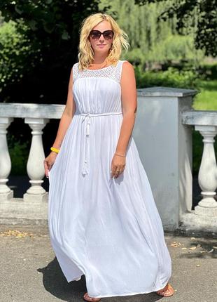 Шикарное белое платье 👗 сарафан в пол турция