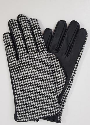 Красивые комбинированные перчатки на флисовом утеплителе primark кожа + текстиль5 фото