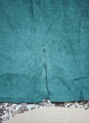 Стильная, повседневная зелёная юбка с разрезом спереди shein3 фото