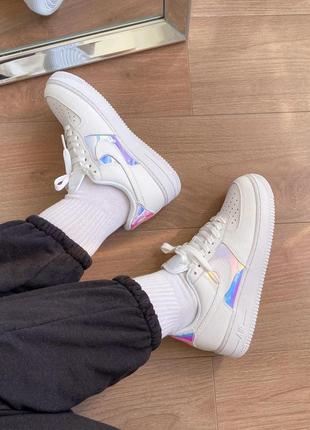 Жіночі кросівки nike air force 1 low white silver / smb