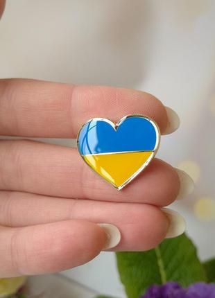 Значок, пін, брошка седце україни жовто-блакитне6 фото