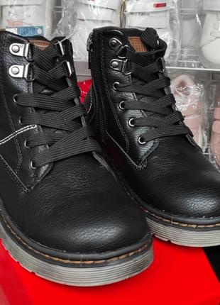 Черные школьные  деми ботинки для мальчика весна, осень5 фото