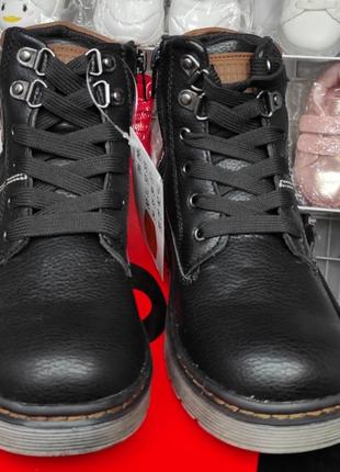 Черные школьные  деми ботинки для мальчика весна, осень2 фото