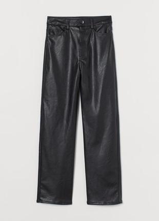 Женские черные брюки штаны из еко-кожи hm прямые колоши2 фото