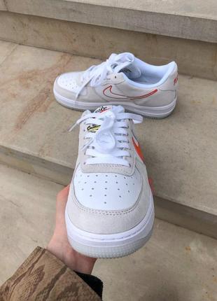 Жіночі кросівки nike air force 1 white beige orange / smb9 фото