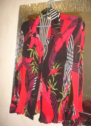 Блузка шифон гофрований розмір 46-48 / 12 блуза кофтина червона сорочка чорна4 фото