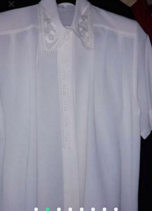 Белая блузка с кружевом винтаж2 фото