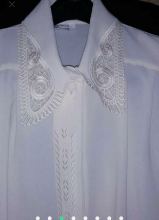 Белая блузка с кружевом винтаж3 фото