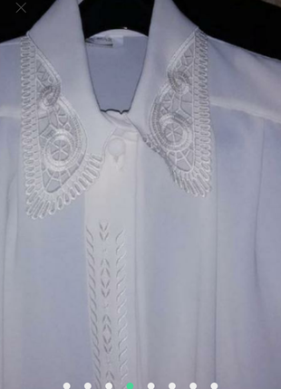 Белая блузка с кружевом винтаж4 фото