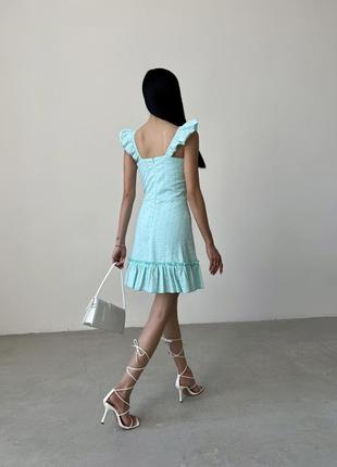 Летнее платье мини из натуральной хлопковой ткани короткое платье из прошвы2 фото