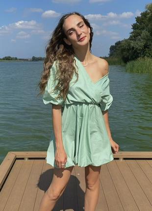 Нежное молочно зеленое платье gepur1 фото