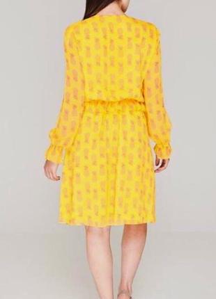 Новое платье шифоновое желто-розовое с оборками и ананасами 'biba' 52р3 фото