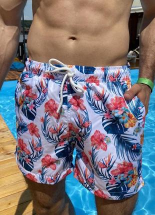 Мужские купальные пляжные шорты стильные и качественные принтованные раскрашенные2 фото
