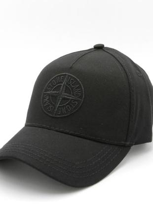 Бейс стон айленд чорний (55-56 р.), кепка чоловіча/жіноча на літо, бейсболка stone island з вишитим логотипом