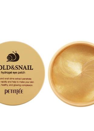 Патчі для очей petitfee gold & snail hydrogel eye patch2 фото