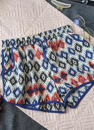 Атласні шортики сині з орнаментом