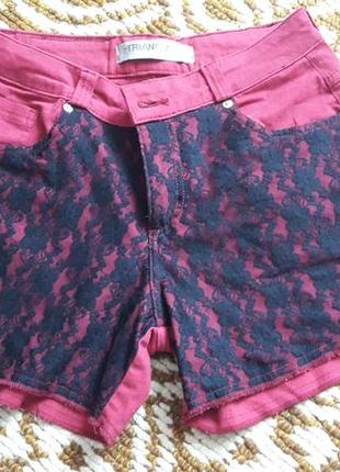 Шорти шорті бордові з мереживом