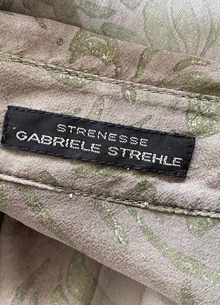 Strenesse шелковая зеленая хаки блуза шелк принт стиль gabriele strehle y2k5 фото