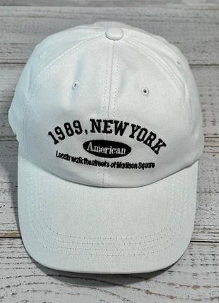 Стильная кепка бейсболка унисекс декор вышивка new york цвет белый (55-60)3 фото