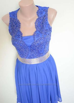 Платье синее с кружевом4 фото