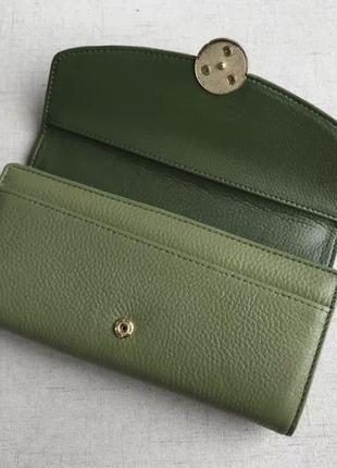 Кожаный женский кошелёк,голубой кошелек, зелёный кошелёк5 фото