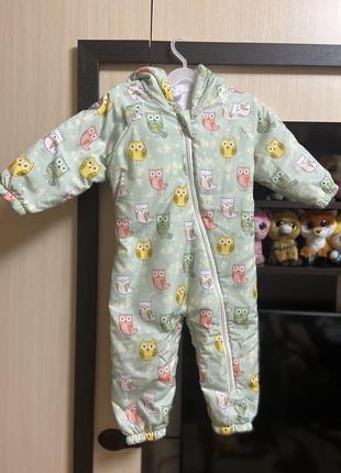 Деми комбинезон на размер 80-86 (с пинетками и перчатками)