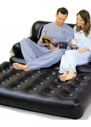 Надувной диван-трансформер bestway 75054 double 5-in-1 multifunctional couch 188х152х64 см (черный)без насоса2 фото