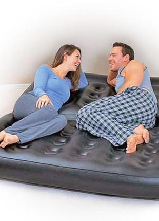 Надувной диван-трансформер bestway 75054 double 5-in-1 multifunctional couch 188х152х64 см (черный)без насоса3 фото