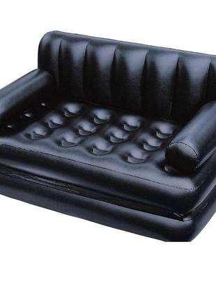 Надувной диван-трансформер bestway 75054 double 5-in-1 multifunctional couch 188х152х64 см (черный)без насоса1 фото