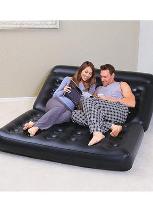Надувной диван-трансформер bestway 75054 double 5-in-1 multifunctional couch 188х152х64 см (черный)без насоса7 фото