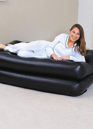 Надувной диван-трансформер bestway 75054 double 5-in-1 multifunctional couch 188х152х64 см (черный)без насоса6 фото