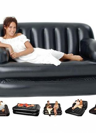 Надувной диван-трансформер bestway 75054 double 5-in-1 multifunctional couch 188х152х64 см (черный)без насоса4 фото