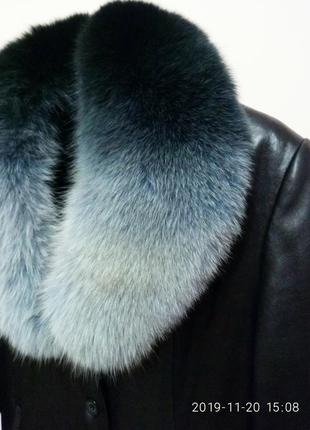 Жіноче шкіряне пальто демі з натуральним хутром2 фото