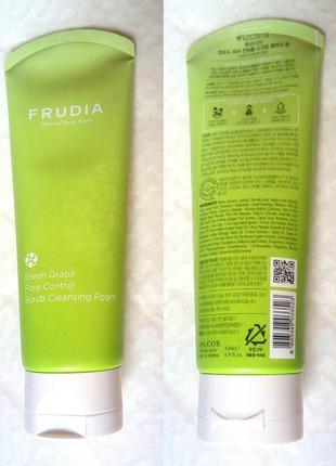 Frudia pore control green grape scrub cleansing foam 145ml скраб пенка с виноградом3 фото