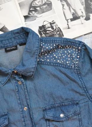 Крутая джинсовая рубашка со стразами esmara2 фото