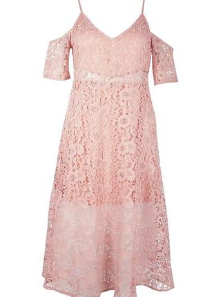 Длинное кружевное платье в пол с открытыми плечами boohoo 18р (к095)