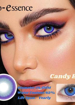 Кольорові лінзи блакитні candy blue + контейнер для зберігання в подарунок