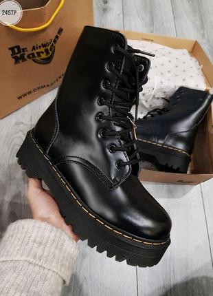🌹dr. martens jadon black🌹жіночі зимові черевики мартінс, чорні шкіряні мартинсы платформа