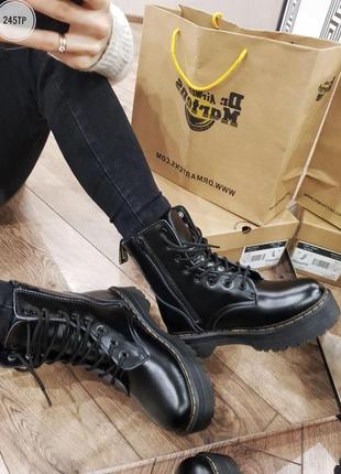 🌹dr. martens jadon black🌹женские зимние ботинки мартинс, чёрные кожаные мартинсы платформа2 фото