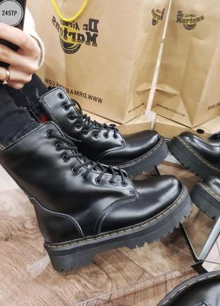 🌹dr. martens jadon black🌹женские зимние ботинки мартинс, чёрные кожаные мартинсы платформа4 фото