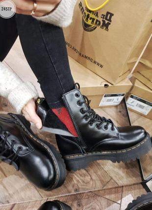 🌹dr. martens jadon black🌹женские зимние ботинки мартинс, чёрные кожаные мартинсы платформа5 фото