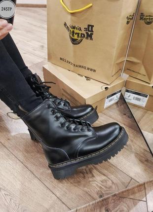 🌹dr. martens jadon black🌹женские зимние ботинки мартинс, чёрные кожаные мартинсы платформа6 фото