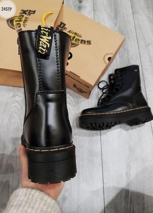 🌹dr. martens jadon black🌹женские зимние ботинки мартинс, чёрные кожаные мартинсы платформа9 фото