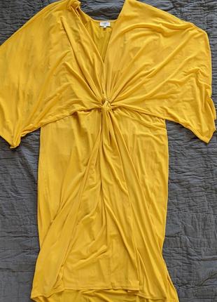 Желтое платье с узлом батал большой размер river island 24р (к095)5 фото