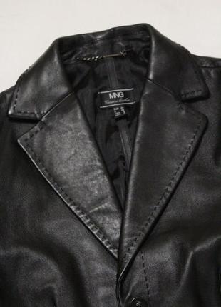 Кожаный пиджак mango м 38 36 размер натуральная кожа черный женский пиджак5 фото