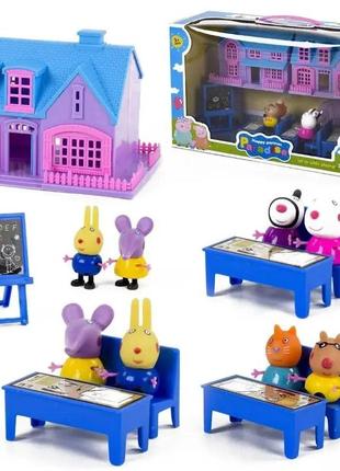 Ігровий набір школа свинки пеппи, joy of pig peppa (ym 8-663), фігурки