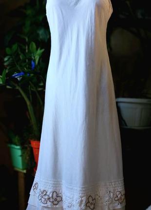 Біла, святкова, літня сукня. чистий льон.1 фото
