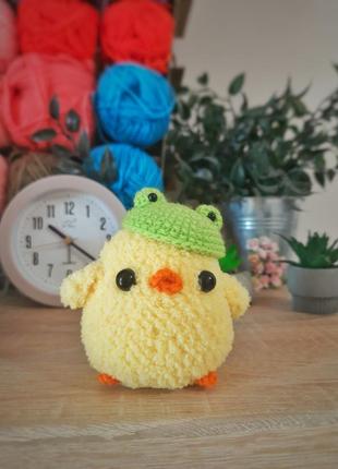 Цыпа рычной работы 🐤 игрушка цыплёнок в лягушачьей шапочке