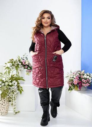 Жилет, жилетка, безрукавка подовжена р-ри 52-66. стьобана плащівка на синтепоні. на...